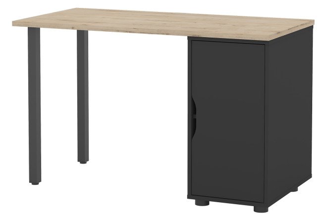 Изображение товара Письменный стол Alexys 120 см с тумбой и квадратными опорами, дуб ирландский/черный