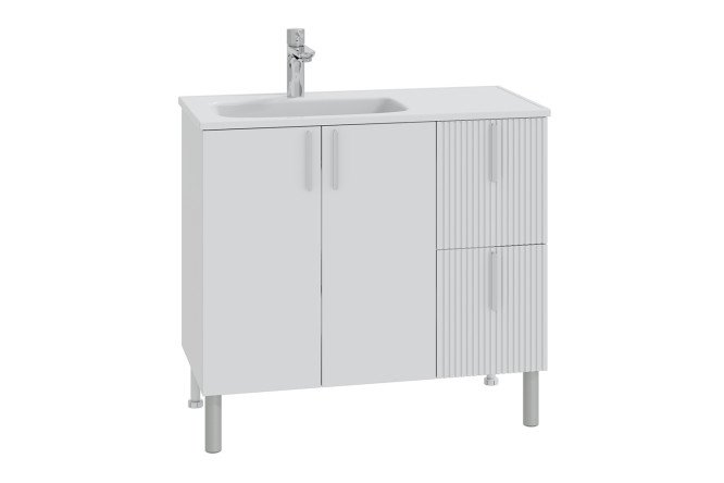 Изображение товара Тумба напольная САНТА Вега 90 с ящиками и раковиной белая