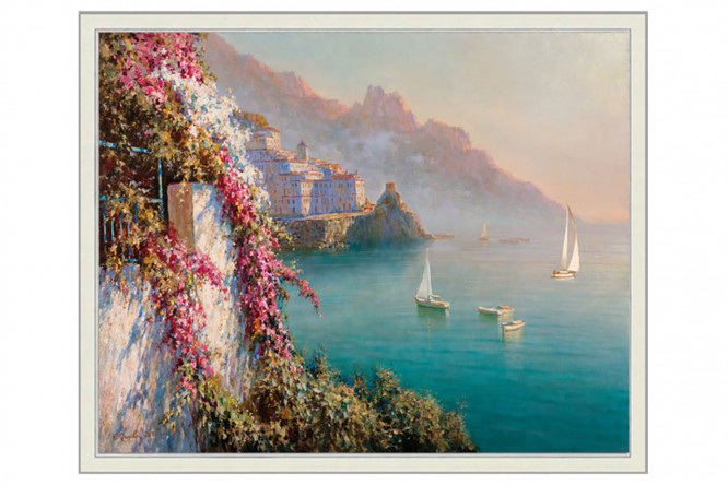 Изображение товара Репродукция Цветы над морем в раме 47х57 см - качественное искусство для интерьера