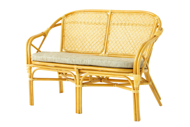 Изображение товара Диван Петани 2-местный Медовый каркас с бежевыми элементами