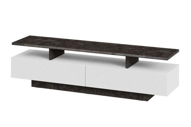 Изображение товара Тумба под ТВ Монтана с белым фасадом и темным глянцевым каркасом