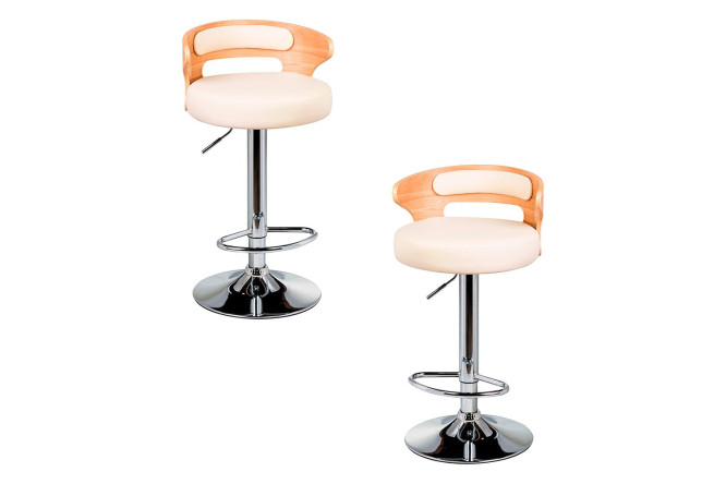 Изображение товара Набор барных стульев DOBRIN Fred 45х78.5х45 см, цвет обивки кремовый, спинки натуральное дерево
