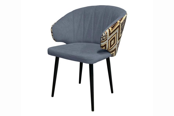 Изображение товара Стул Лион с подлокотниками из велюра и металлическими ножками 58,5х83х56 см