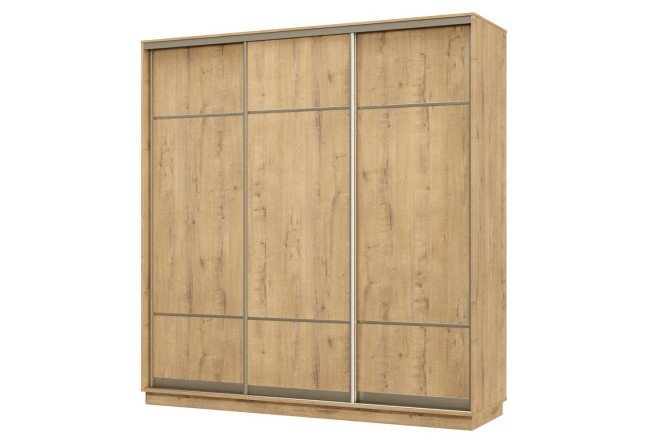 Изображение товара Шкаф-купе 3-дверный Практик 210х220х60 см, бунратти, цвет профиля - шампань