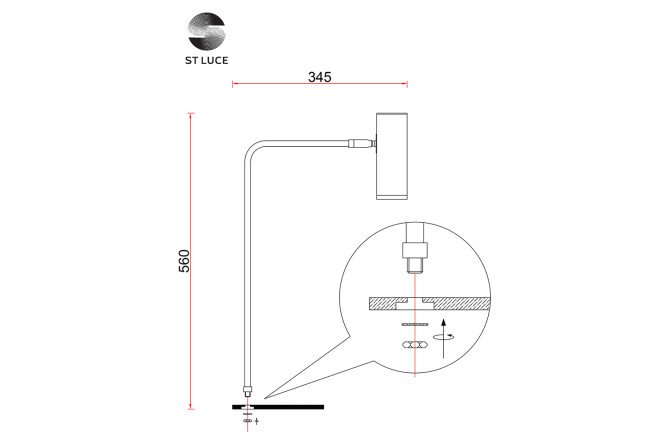 Лампа прикроватная ST LUCE Arper LED, 18x56x34.5 см
