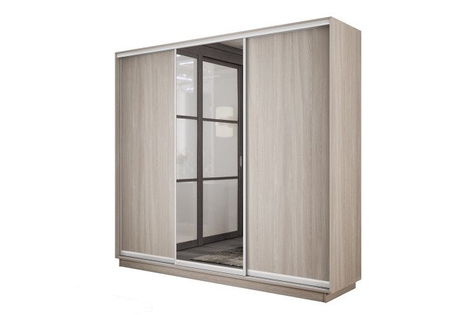 Изображение товара Шкаф-купе 3-дверный Slide-2 ясень шимо светлый серебро зеркало 180x240x60 см