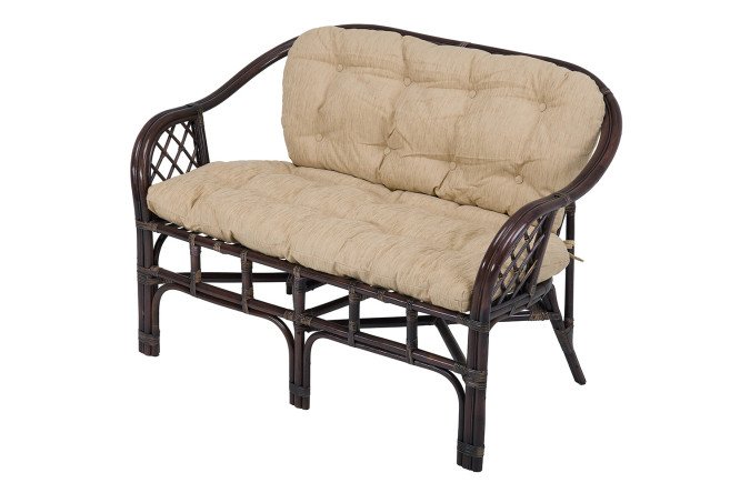 Изображение товара Диван 2-местный Marcos с тёмно-коричневым каркасом и бежевыми мягкими элементами