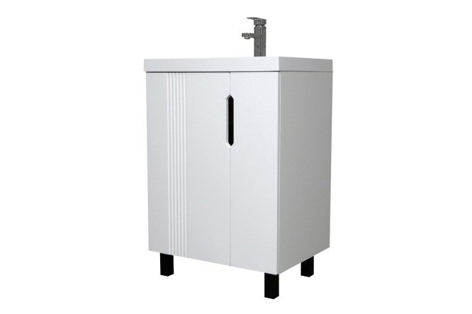 Изображение товара Тумба под раковину Айсберг Марта 59 см белая напольная с доводчиком