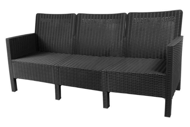 Изображение товара Диван 3-местный садовый СадКо цвет каркаса тёмно-серый, отделки тёмно-серый