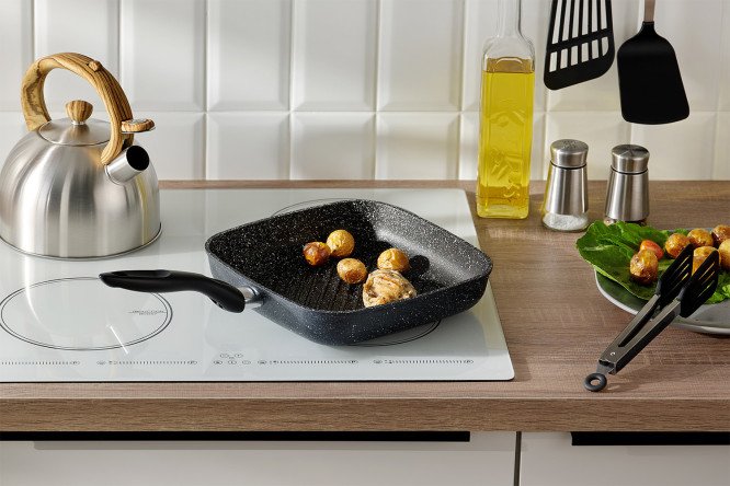 Изображение товара Сковорода-гриль BERKRAFT Chef 26 см антипригарная для любой плиты