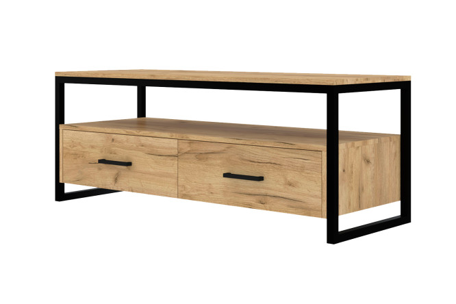 Изображение товара Тумба под ТВ Лофт с фасадом дуб табачный и черным каркасом