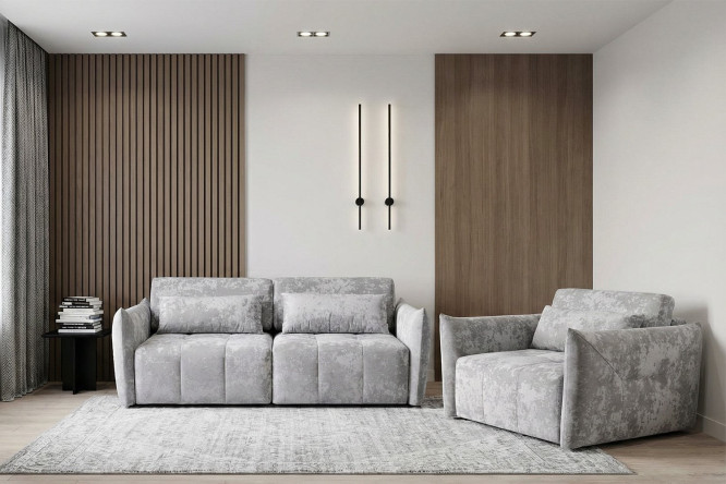 Изображение товара Комплект диван и кресло-кровать Таип 2 светло-серый для гостиной и офиса