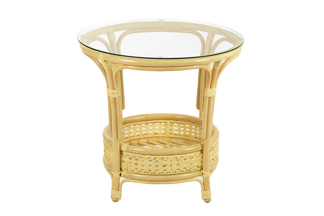 Изображение товара Стол Пеланги 65 см: стекло и ротанг - стиль и функциональность