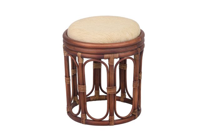 Изображение товара Пуф 12/18 с каркасом миндаль и бежевым сиденьем натуральный ротанг