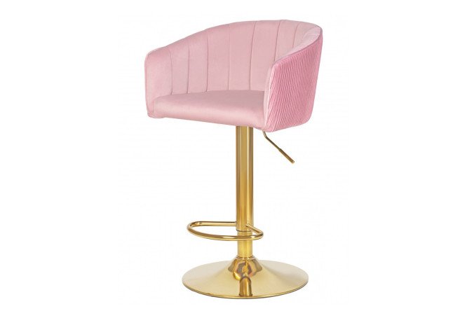 Стул барный DOBRIN Darcy Gold 51х86х46 см, цвет обивки розовый, ножек золотой