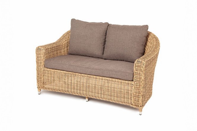 Изображение товара Диван двухместный 4SiS Кон Панна цвет каркаса тёмно-серый, отделки соломенный