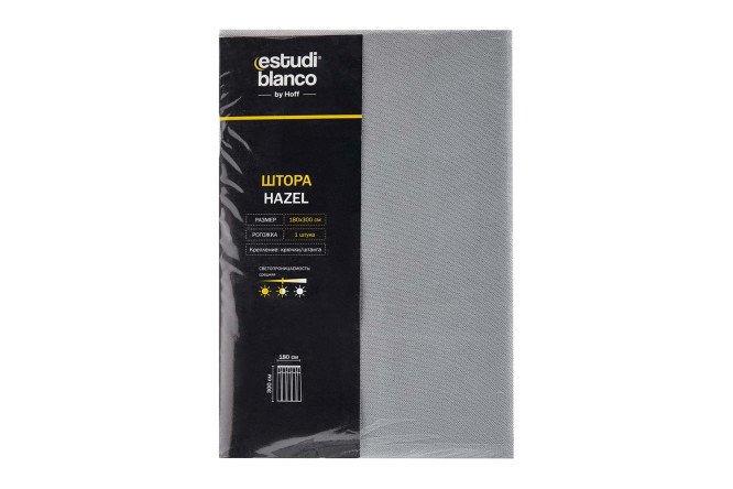 Фото 8 Штора ESTUDI BLANCO Hazel 180х300 см, 1 шт., цвет серый