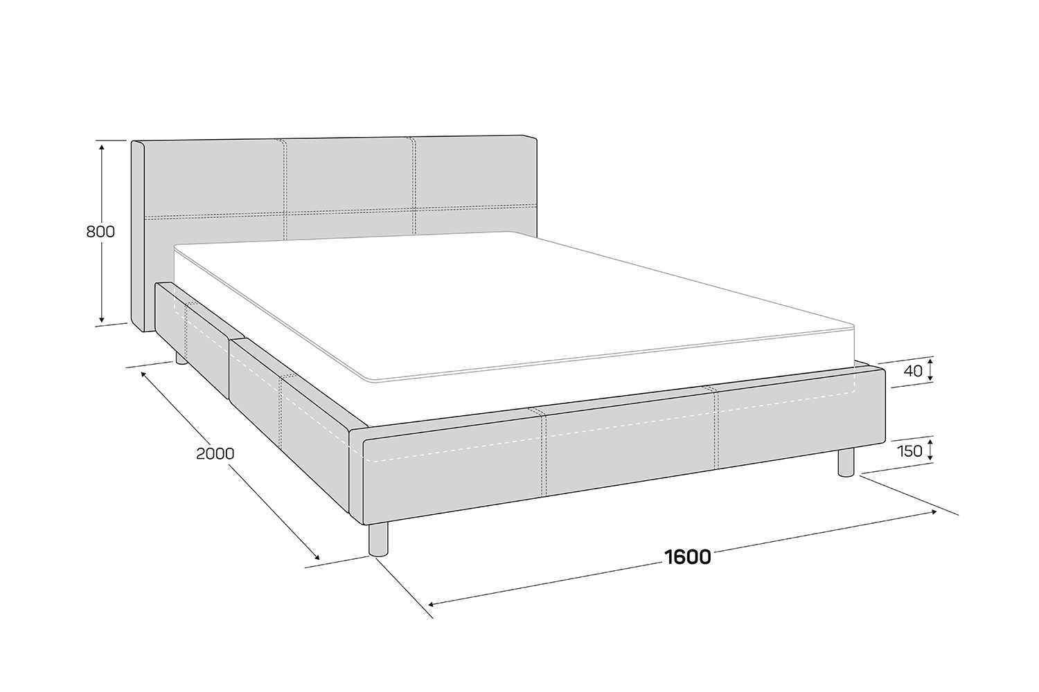 фото Кровать без подъёмного механизма bed in box hoff