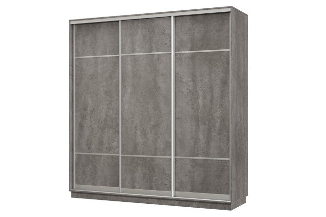 Изображение товара Шкаф-купе 3-дверный Практик 210х220х60 см, бетон, цвет профиля - серебро