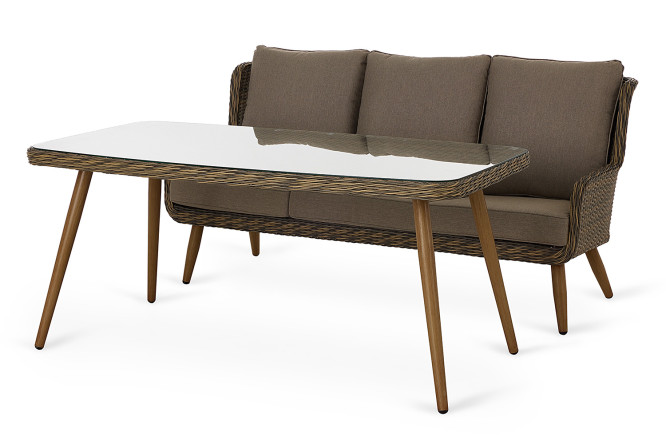 Изображение товара Набор садовой мебели Bergamo с прямоугольным столом и диваном