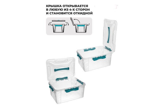 Ящик для хранения универсальный Grand box с крышкой, замками и ручкой 39x18x29 см, 15.3 л