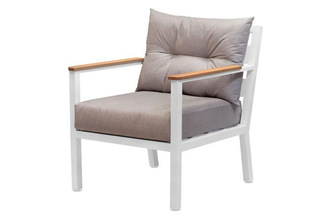 Изображение товара Уличное кресло Santorini с мягкими подушками белое серое Pebble