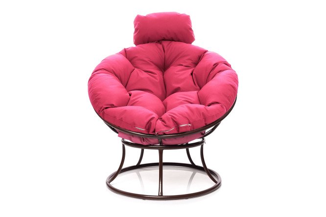 Изображение товара Кресло мини Папасан цвет каркаса коричневый, мягких элементов розовый