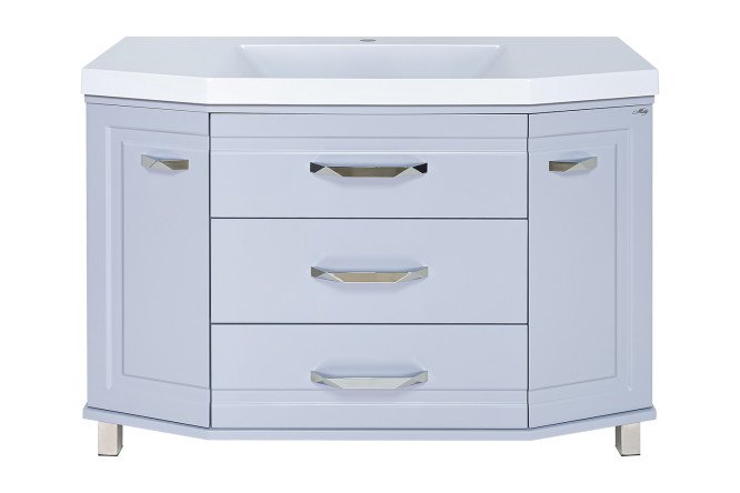 Изображение товара Тумба напольная Терра 110 для ванной с раковиной и 3 ящиками серого цвета