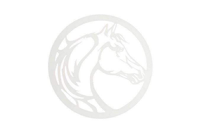 Изображение товара Металлическое панно Конь 68х1,5 см для интерьера белое