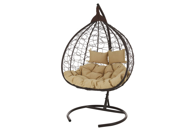 Изображение товара Кресло-кокон подвесное двухместное Fisht fis 125х190х108 см, цвет коричневый, бежевый