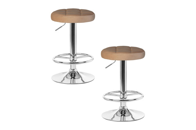 Изображение товара Набор барных табуретов DOBRIN Bruno 36х61х36 см, цвет обивки бежевый, ножек хром