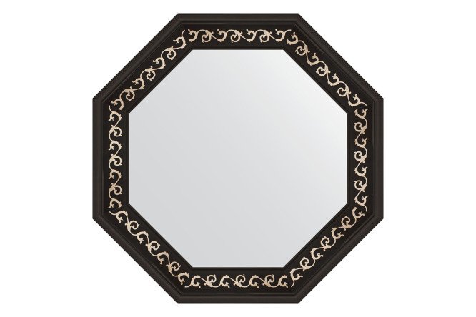 Изображение товара Настенное зеркало в багетной раме EVOFORM Octagon 65х65 см чёрное ар деко