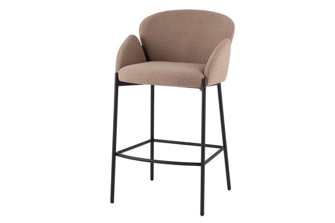 Изображение товара Стул барный Stool Group Melia с подлокотниками 53.5х89х49.5 см, цвет обивки светло-коричневый, ножек чёрный
