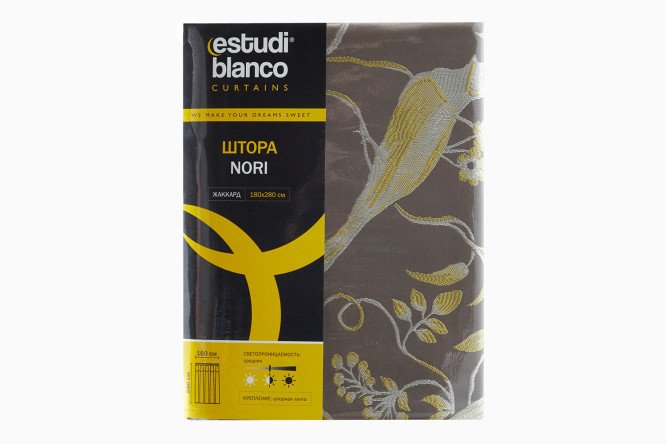 Штора ESTUDI BLANCO Nori 180х280 см, 1 шт., цвет коричневый, зелёный, белый