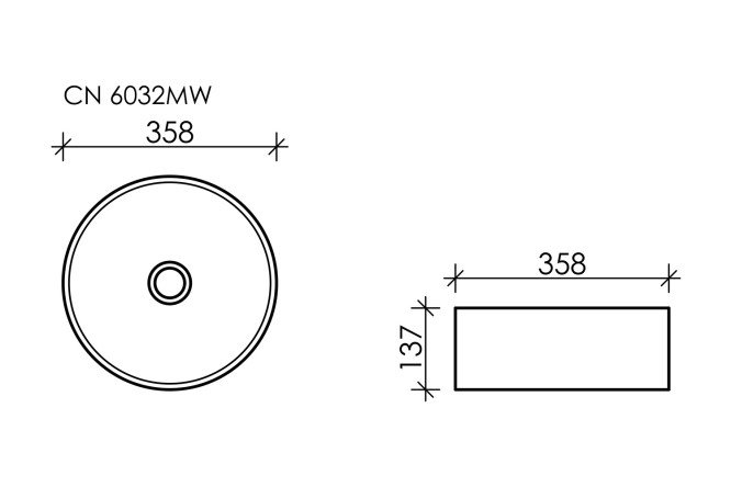 Умывальник накладной CERAMICANOVA Element CN6032MW 35.8х13.7х35.8 см