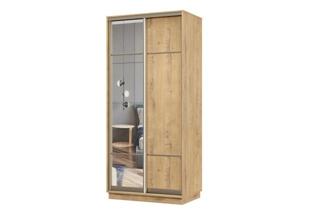 Изображение товара Шкаф-купе 2-дверный Практик мини 100х240х60 см шампань мебель для хранения