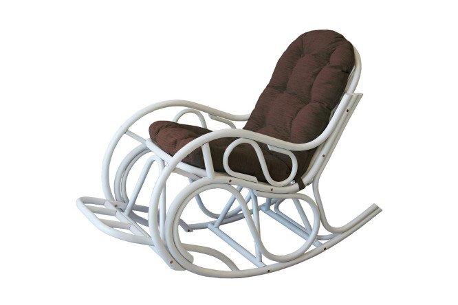 Изображение товара Кресло-качалка 055/05 -б-к белое с коричневыми мягкими элементами 55х90х125 см