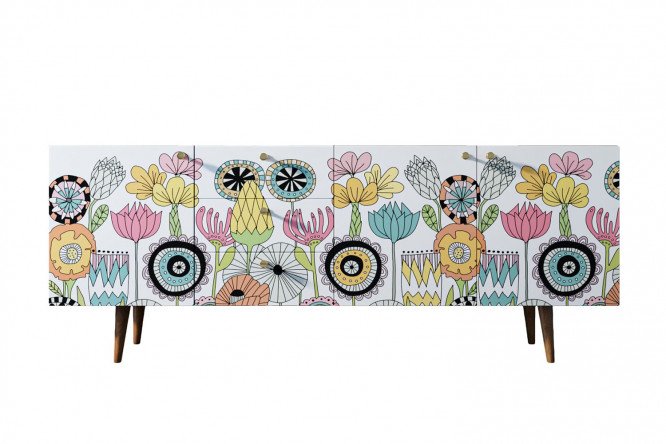 Изображение товара Комод Berber 180х70х40 см с принтом и коричневым каркасом