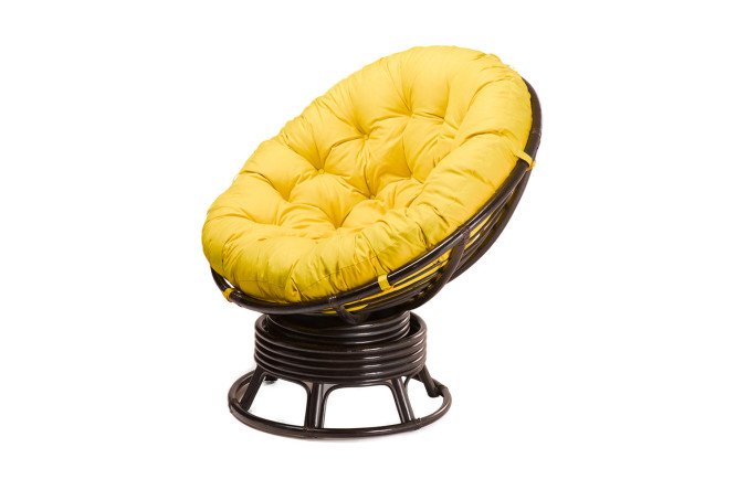 Изображение товара Кресло Папасан вращающееся, тёмно‑каркас, жёлтые элементы