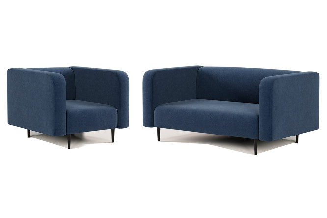 Изображение товара Диван и кресло Акцент велюр ультра Миднайт современные модели мебель для гостиной