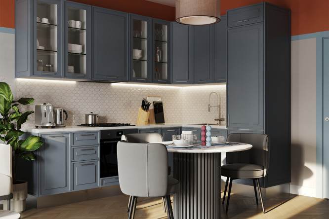 Изображение товара Модульный кухонный гарнитур Грейс серый 215х243х283 см