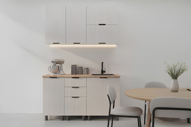 Изображение товара Модульная кухня Лотос 140х240х60 см белый каркас фасад кашемир