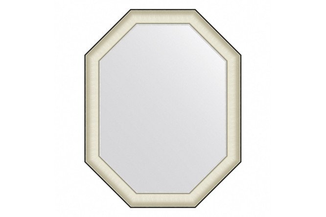 Изображение товара Настенное зеркало в багетной раме EVOFORM Octagon BY 7445 74х94 см белая кожа с хромом