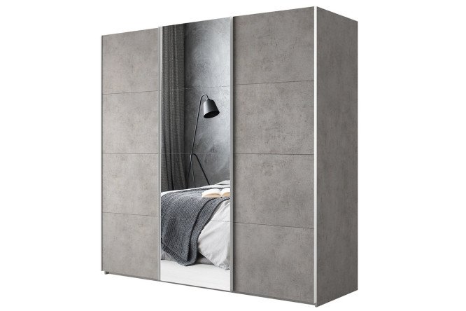 Изображение товара Шкаф-купе 3-дверный Comet 270х240 см бетон светлый с зеркальными фасадами