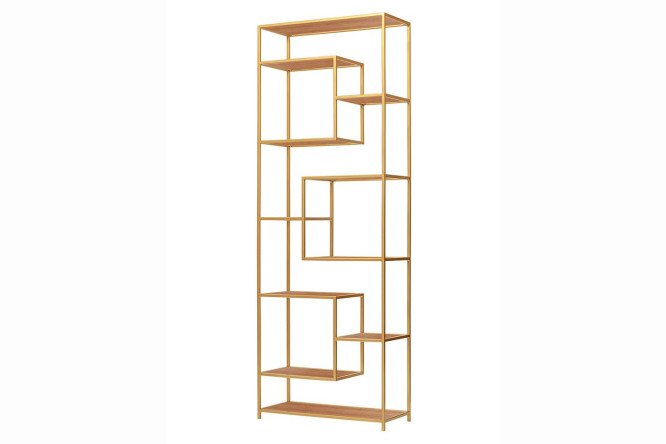 Изображение товара Стеллаж Olivia 70x195,5x30 см металлический с ЛДСП в золотом цвете
