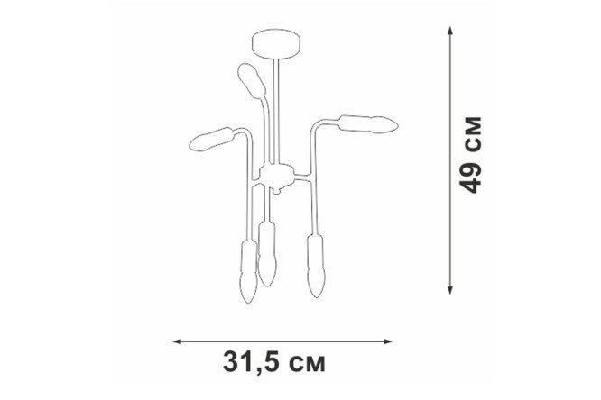 Люстра V3022-1/6PL 18 кв.м., 31.5x49x31.5 см, E14