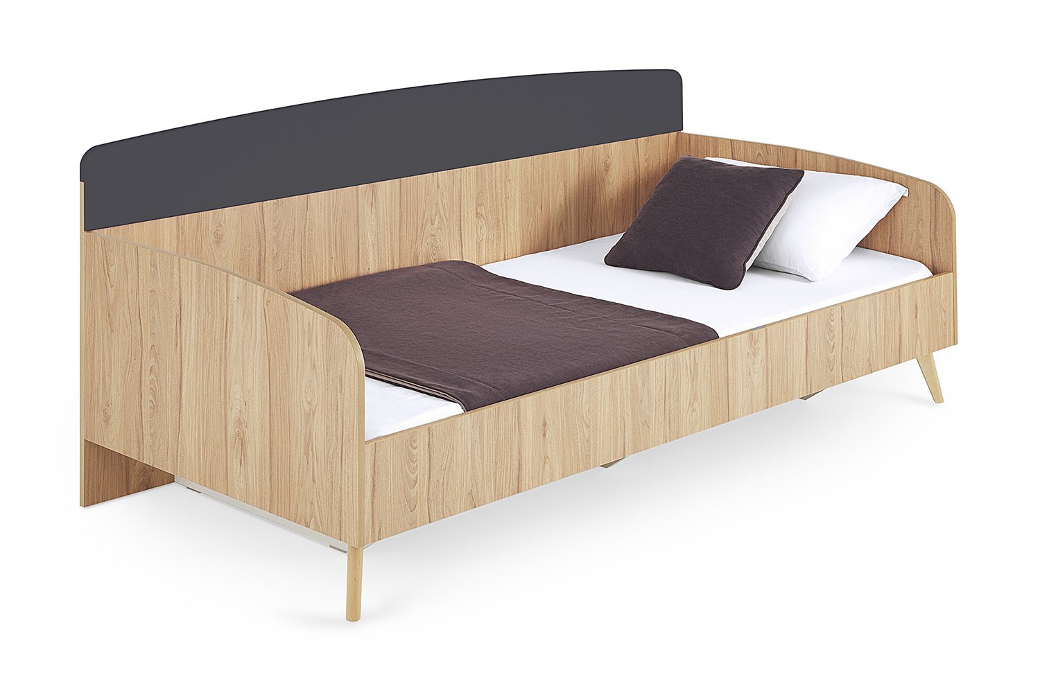 Кровать SCANDICA Хортен 90х200 см цвет дуб натуральный светлый, графит - купить по цене 12 999 руб | арт. 80592012
