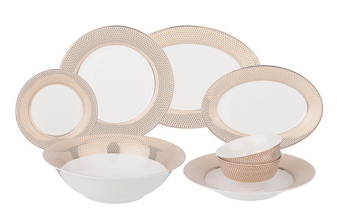 Изображение товара Столовый сервиз Lefard Radial gold на 6 персон 23 предмета из фарфора