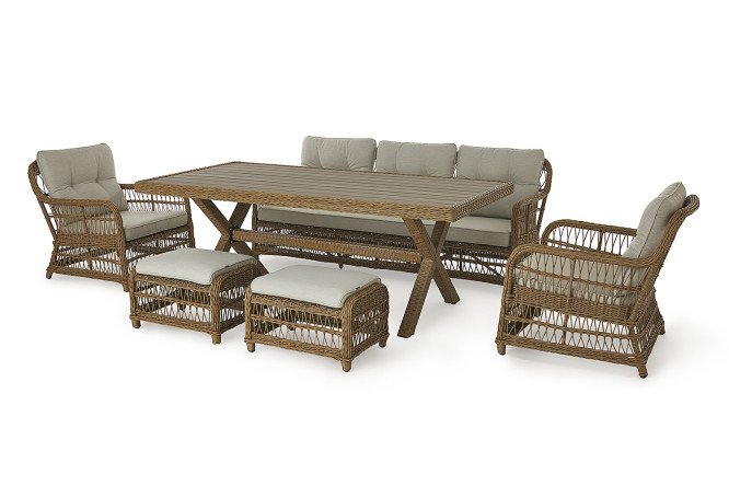 Изображение товара Набор садовой мебели Leonardo алюминий искусственный ротанг чёрный бежевый серый сборка