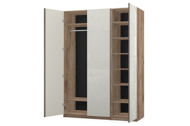 Изображение товара Шкаф 3-дверный Оскар Николь 150х236х60,2 см, дуб табачный Craft, магнолия, дуб родди
